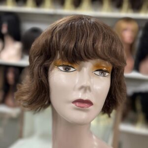 PERUCA WIG CURTA CABELO BRASILEIRO LEVE ONDAS CASTANHO CLARO DE 25 CM