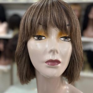 PERUCA WIG DE CABELO BRASILEIRO, HUMANO CURTA MESCLADA DE 25 CM LISA ( TOUCA COM REGULAGEM NO TAMANHO)