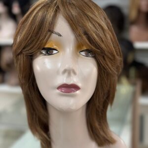 PERUCA WIG DE CABELO BRASILEIRO , HUMANO LOIRO MEL MESCLADO , LISO DE 35 CM ( TOUCA COM REGULAGEM NO TAMANHO)