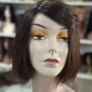 PERUCA WIG HUMANA , CABELO BRASILEIRO FINO , CASTANHA MÉDIO LISO DE 30 CM ( TOUCA COM REGULAGEM NO TAMANHO)