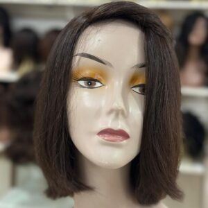 PERUCA WIG CABELO BRASILEIRO HUMANA , CASTANHA ESCURA LISA COM FRANJÃO DE 30 CM ( TOUCA COM REGULAGEM NO TAMANHO)