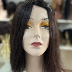 PERUCA WIG DE CABELO BRASILEIRO HUMANO CASTANHO ESCURO LISO DE 35 CM ( TOUCA COM REGULAGEM DE TAMANHO)