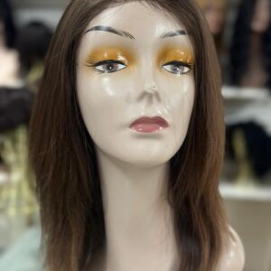 FRONT LACE DE CABELO BRASILEIRO HUMANO LISO , MULTIDIRECIONAL FIO A FIO DE 45CM CASTANHO MÉDIO ( TOUCA COM REGULAGEM NO TAMANHO)