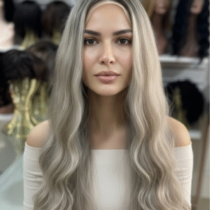 FRONT LACE DE CABELO BRASILEIRO HUMANO , COM LEVE ONDAS NATURAL , MULTIDIRECIONAL FIO A FIO DE 60CM LOIRO COM A RAIZ ESFUMADA ( TOUCA COM REGULAGEM NO TAMANHO)