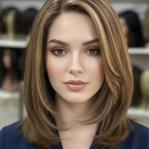 FRONT LACE COM REPARTIÇÃO LIVRE FIO A FIO , CABELO BRASILEIRO HUMANO , LOIRO ACOBREADO LISA DE 50 CM ( TOUCA COM REGULAGEM NO TAMANHO)