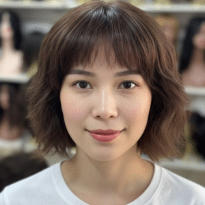 PERUCA WIG HUMANA , CABELO BRASILEIRO CASTANHA CLARO LEVE ONDAS DE 30 CM ( TOUCA COM REGULAGEM NO TAMANHO)