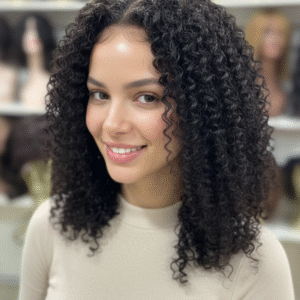 FRONT LACE DE CABELO CACHEADO CACHO 0 , CABELO BRASILEIRO HUMANO , DIVISÃO LIVRE FIO A FIO DE 45CM CASTANHO ESCURO ( TOUCA COM REGULAGEM NO TAMANHO)