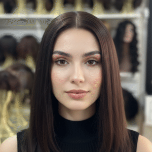 FRONT LACE DE CABELO BRASILEIRO HUMANO , LEVE ONDAS MULTIDIRECIONAL FIO A FIO DE 45CM , CASTANHO ESCURO ( TOUCA COM REGULAGEM NO TAMANHO)