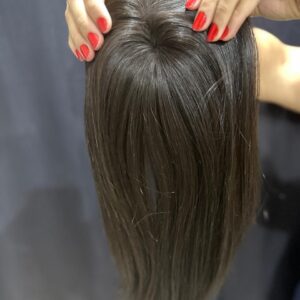 TOPO WIG DE CABELO HUMANO BRASILEIRO CASTANHO ESCURO LISO 35CM