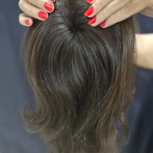 TOPO WIG CABELO HUMANO BRASILEIRO CASTANHO ESCURO ONDULADO 35CM