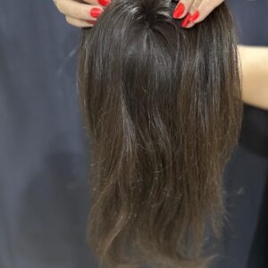 TOPO WIG DE CABELO HUMANO BRASILEIRO CASTANHO ESCURO ONDULADO 35CM