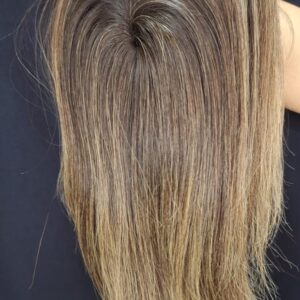 TOPO DE CABELO HUMANO BRASILEIRO CASTANHO CLARO LISO 40CM