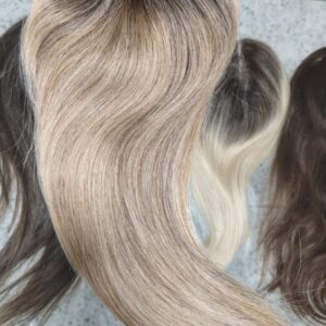 Topo de Cabelo Humano Brasileiro Fio a Fio Loiro Mesclado