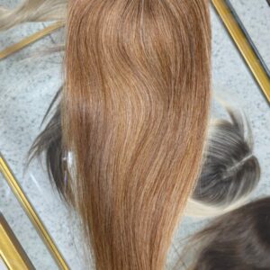 TOPO DE CABELO LISO WIG 100% CABELO HUMANO BRASILEIRO CASTANHO CLARO ACOBREADO