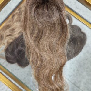 TOPO DE CABELO WIG 100% CABELO HUMANO BRASILEIRO CASTANHO CLARO ONDULADO