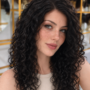 PERUCA FIO A FIO 100% CABELO HUMANO BRASILEIRO PRETA CACHEADA LONGA